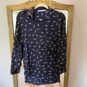 Zara Dark Blue Blouse with Light Pattern
